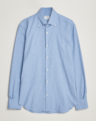 Mies |  | Mazzarelli | Soft Button Down Flannel Shirt Light Blue