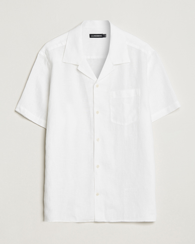Mies | Pellavan paluu | J.Lindeberg | Reg Fit Linen Melange Short Sleeve Shirt White