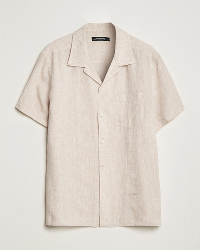 Mies |  | J.Lindeberg | Reg Fit Linen Melange Short Sleeve Shirt Safari Beige