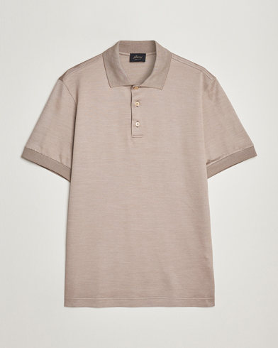 Mies | Quiet Luxury | Brioni | Cotton/Silk Short Sleeve Polo Beige