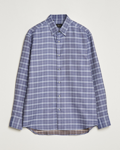 Mies | Brioni | Brioni | Slim Fit Check Flannel Shirt Dark Blue