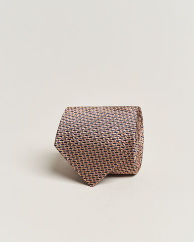 Mies | Brioni | Brioni | Geometrical Jacquard Silk Tie Brown