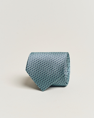 Mies |  | Brioni | Geometrical Jacquard Silk Tie Teal