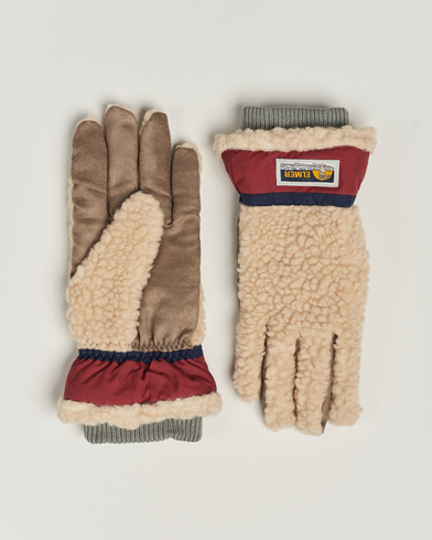 Mies |  | Elmer by Swany | Sota Wool Teddy Gloves Beige/Wine