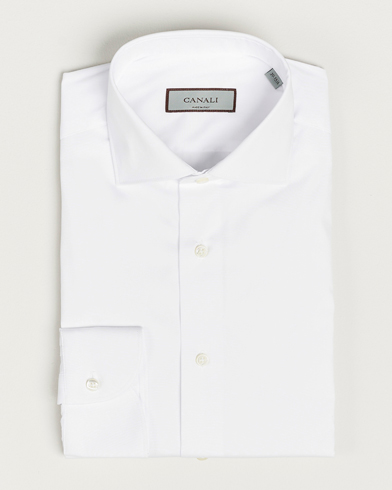 Mies | Quiet Luxury | Canali | Slim Fit Cotton/Stretch Shirt White