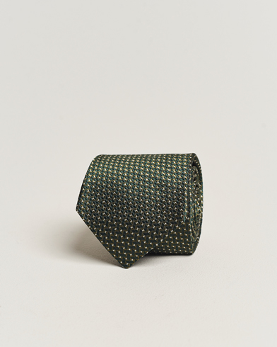 Mies |  | Canali | Jacquard Micro Dot Silk Tie Dark Green
