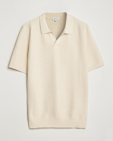 Mies |  | Sunspel | Knitted Polo Shirt Ecru