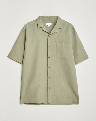 Mies |  | Sunspel | Lightweight Cotton/Linen Resort Shirt Hunter Green