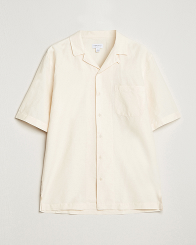 Mies |  | Sunspel | Lightweight Cotton/Linen Resort Shirt Ecru