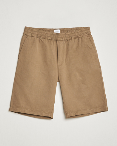 Mies |  | Sunspel | Cotton/Linen Drawstring Shorts Dark Tan