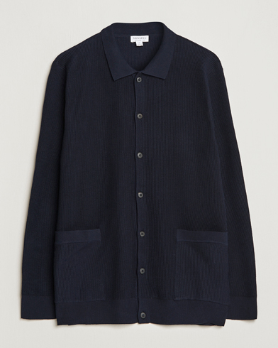 Mies | Sunspel | Sunspel | Long Staple Cotton Knitted Jacket Navy