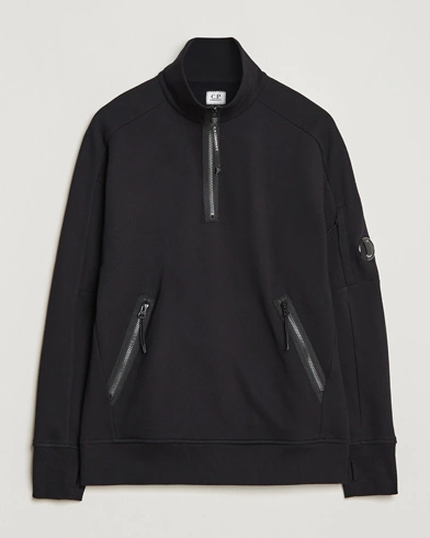 Mies | Fleecepuserot | C.P. Company | Diagonal Raised Fleece Half Zip Lens Sweatshirt Black