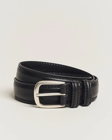 Mies | Sileät vyöt | Anderson's | Grained Leather Belt 3 cm Black