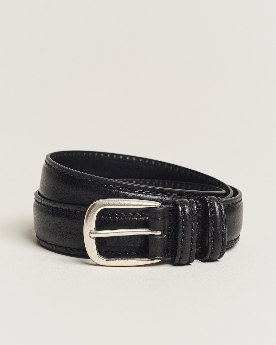 Anderson's Grained Leather Belt 3 cm Black – Musta