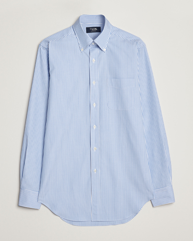 Mies | Japanese Department | Kamakura Shirts | Slim Fit Oxford BD Shirt Blue Bengal Stripe