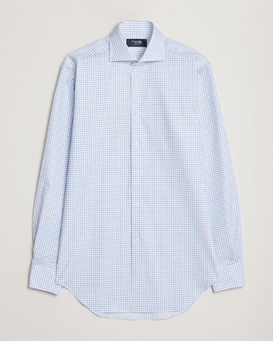 Mies | Osastot | Kamakura Shirts | Slim Fit Twill Spread Shirt Sky Blue Check
