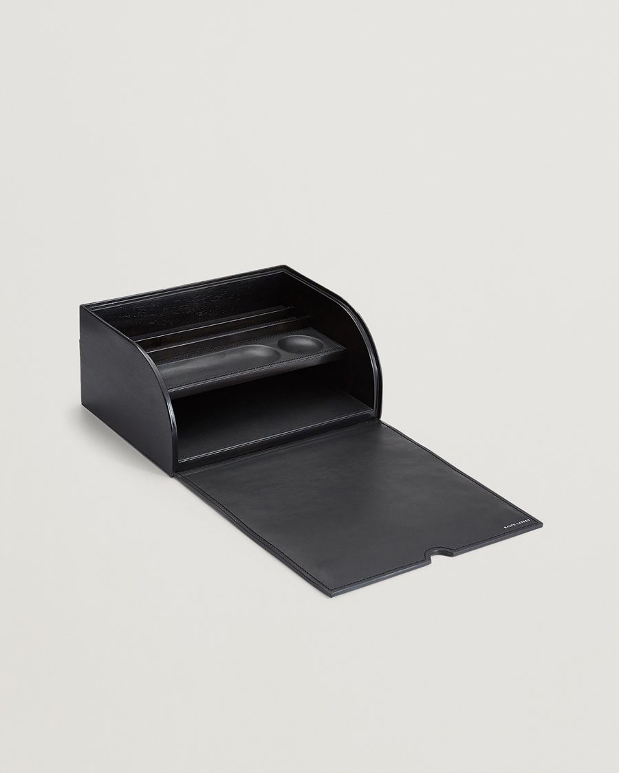 Ralph Lauren Home Brennan Leather Writers Box Saddle Black – Musta