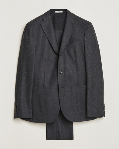 Mies | Puvut | Boglioli | K Jacket Light Flannel Suit Dark Grey