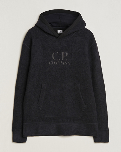 Mies | C.P. Company | C.P. Company | Wool Polar Fleece Logo Hood Black