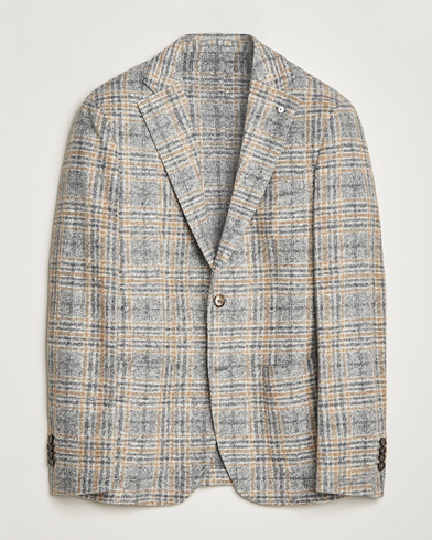 Mies | L.B.M. 1911 | L.B.M. 1911 | Jack Checked Cotton/Wool Jersey Blazer Grey