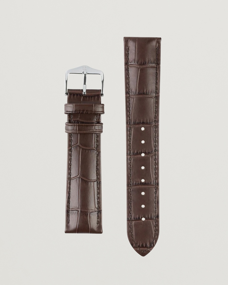 HIRSCH Duke Embossed Leather Watch Strap Brown – Ruskea