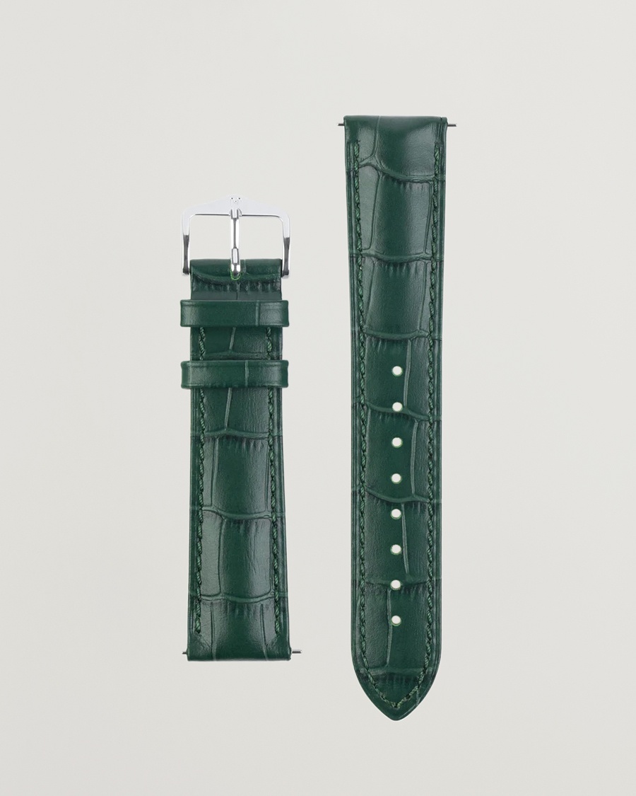 HIRSCH Duke Embossed Leather Watch Strap Green – Vihreä