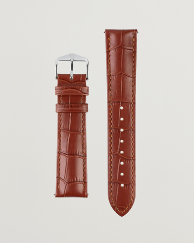 Mies |  | HIRSCH | Duke Embossed Leather Watch Strap Golden Brown