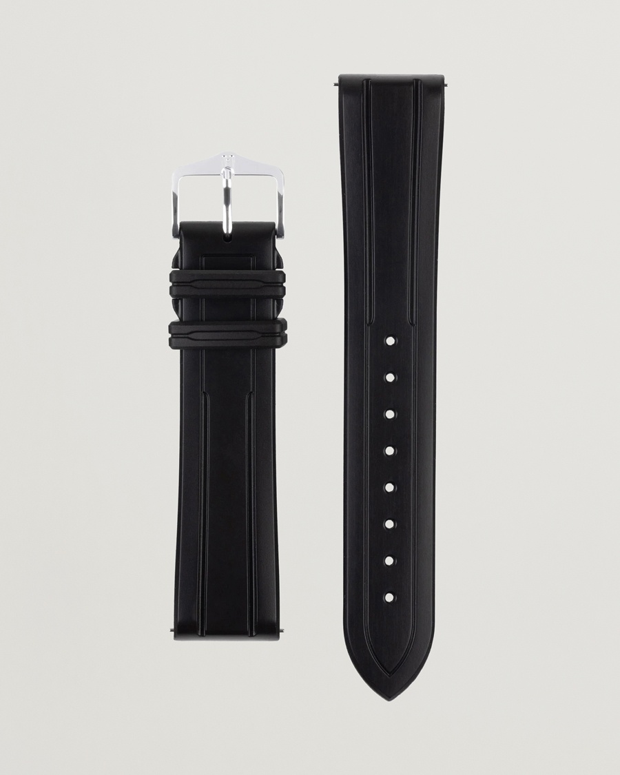 HIRSCH Hevea Rubber Watch Strap Black – Musta