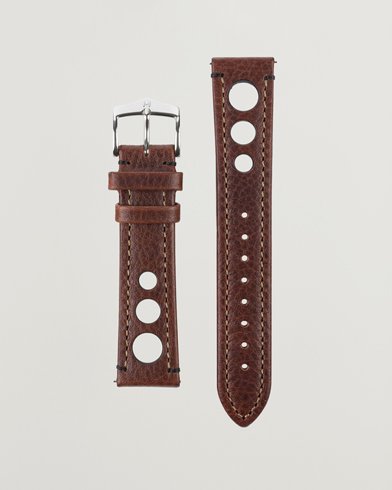 Mies |  | HIRSCH | Rally Natural Leather Racing Watch Strap Brown