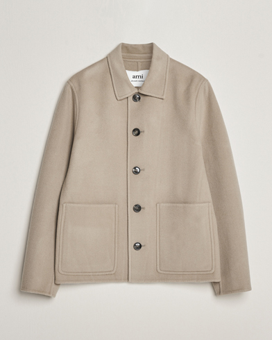Mies | Kevättakit | AMI | Wool/Cashmere Short Coat Argile Beige