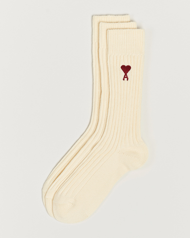 Mies | AMI | AMI | 3-Pack Heart Logo Socks Off White