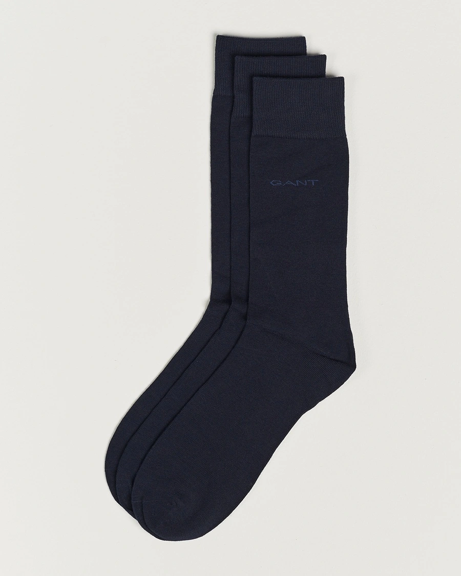 Gant 3-Pack Cotton Socks Marine – Sininen