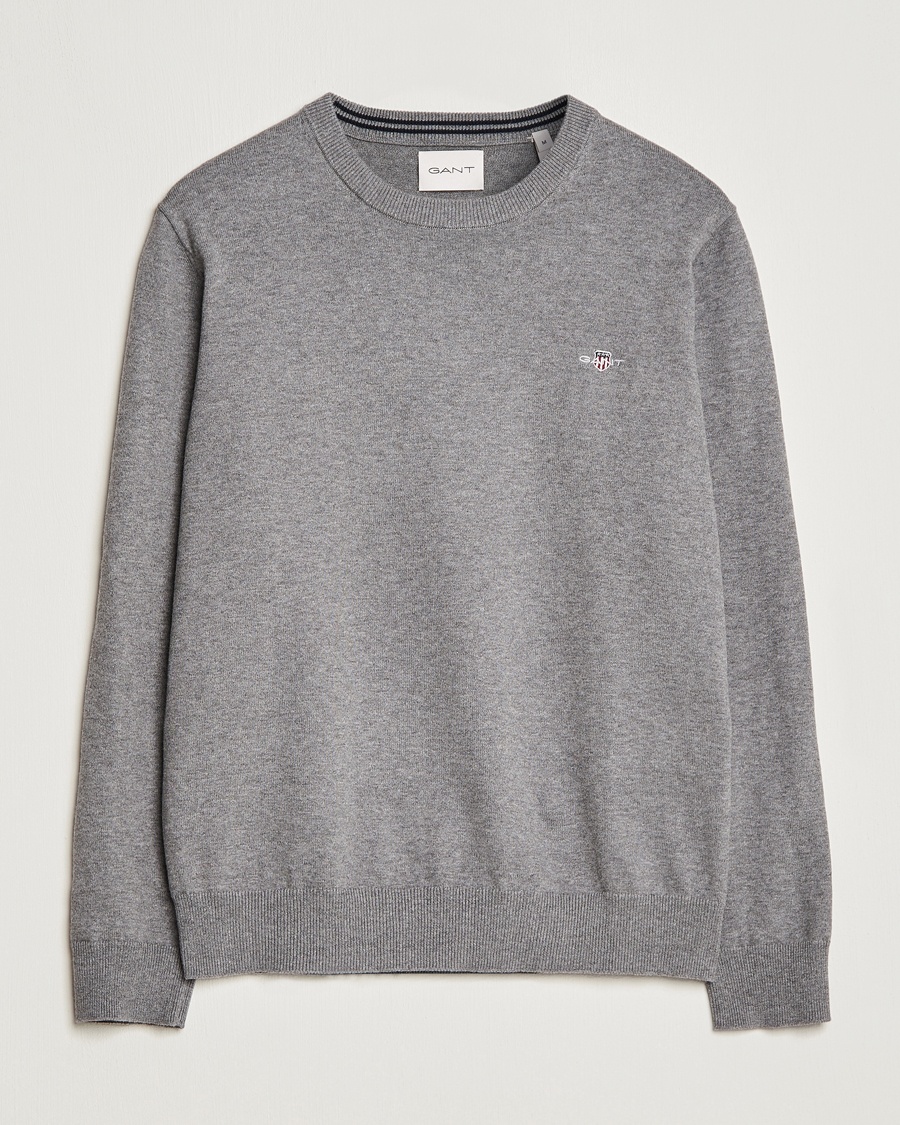 GANT Classic Cotton Crew Neck Dark Grey Melange – Harmaa