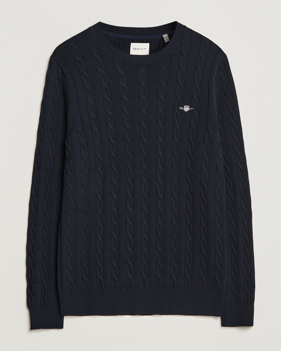 Gant Cotton Cable Crew Neck Evening Blue – Sininen