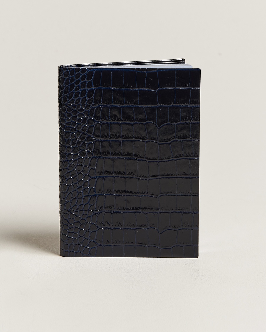 Smythson Mara Leather Notebook Navy – Sininen