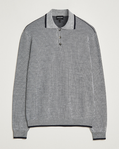 Mies |  | Giorgio Armani | English Rib Knitted Polo Shirt Navy/White