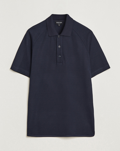 Mies | Quiet Luxury | Giorgio Armani | Cotton/Cashmere Raglan Sleeve Polo Navy
