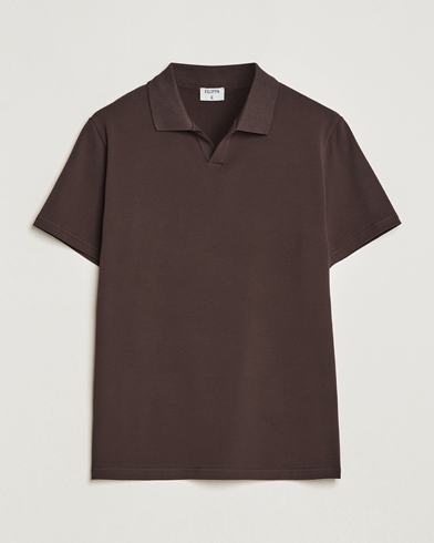 Mies |  | Filippa K | Soft Lycra Polo T-Shirt Dark Chocolate