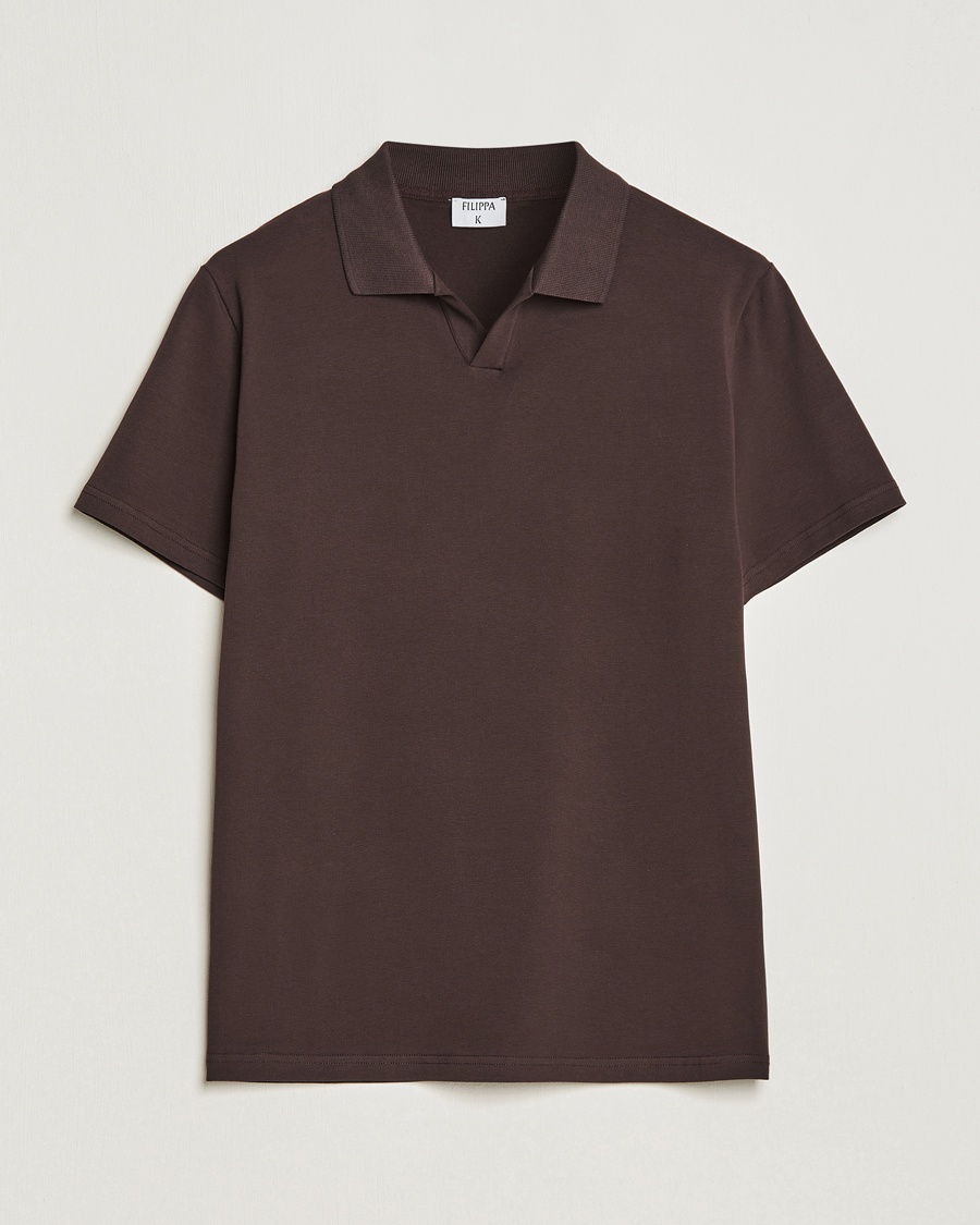Filippa K Soft Lycra Polo T-Shirt Dark Chocolate – Ruskea