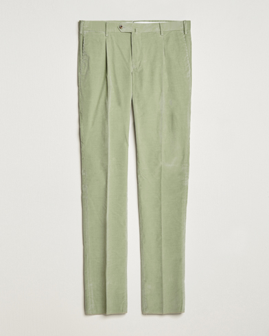 Mies | Vakosamettihousut | PT01 | Slim Fit Pleated Corduroy Trousers Mint