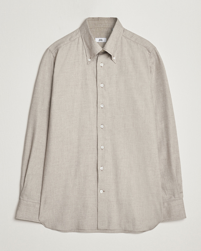 Mies | Rennot | 100Hands | Cotton/Cashmere Button Down Flannel Shirt Taupe