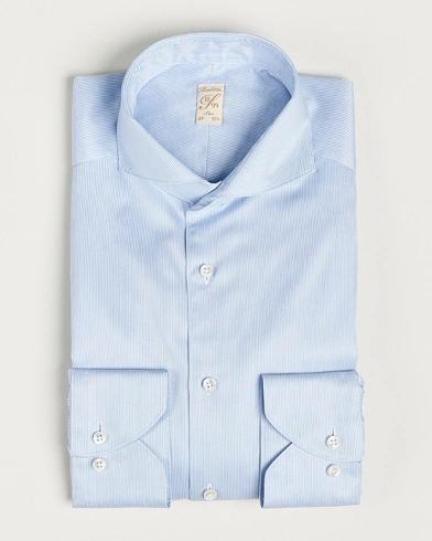 Mies | Stenströms | Stenströms | 1899 Slim Supima Cotton Twill Stripe Shirt Blue
