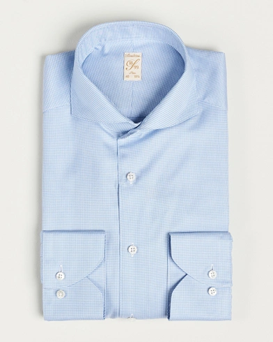 Mies | Bisnespaidat | Stenströms | 1899 Slim Supima Cotton Houndtooth Shirt Blue