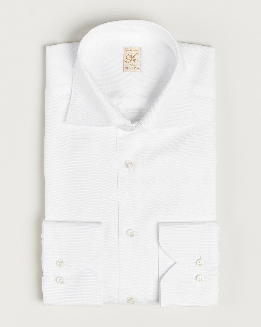 Stenströms 1899 Slim Cotton Royal Oxford Shirt White – Valkoinen