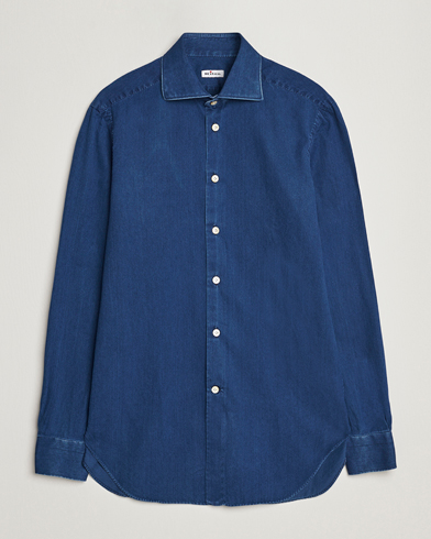 Mies | Quiet Luxury | Kiton | Slim Fit Denim Shirt Medium Blue Wash