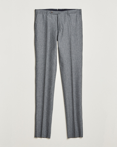 Mies | Flanellihousut | Incotex | Slim Fit Carded Flannel Trousers Grey Melange
