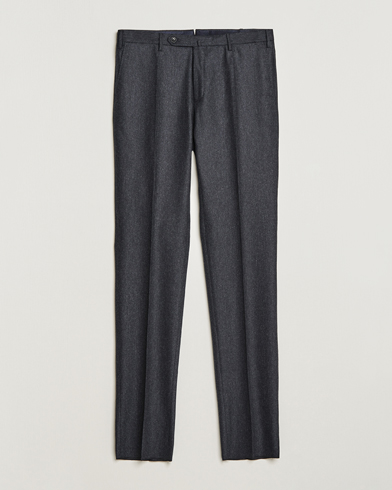 Mies | Flanellihousut | Incotex | Slim Fit Carded Flannel Trousers Dark Grey