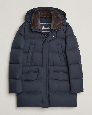 Mies | Muodolliset takit | Herno | Faux Fur Down Parka Navy
