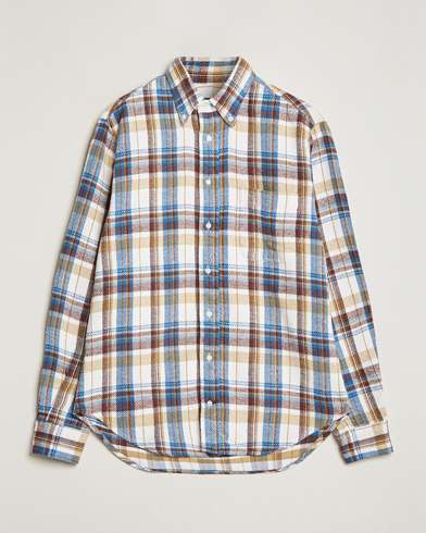 Mies | Rennot paidat | Gitman Vintage | Button Down Triple Yarn Shirt Brown/White Check