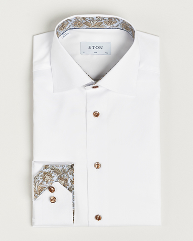 Mies |  | Eton | Slim Fit Signature Twill Contrast Shirt White